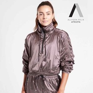 ATHLETA + Allyson Felix
Luxe Crop Half-Zip Jacket Mauve Metallic Windbreaker